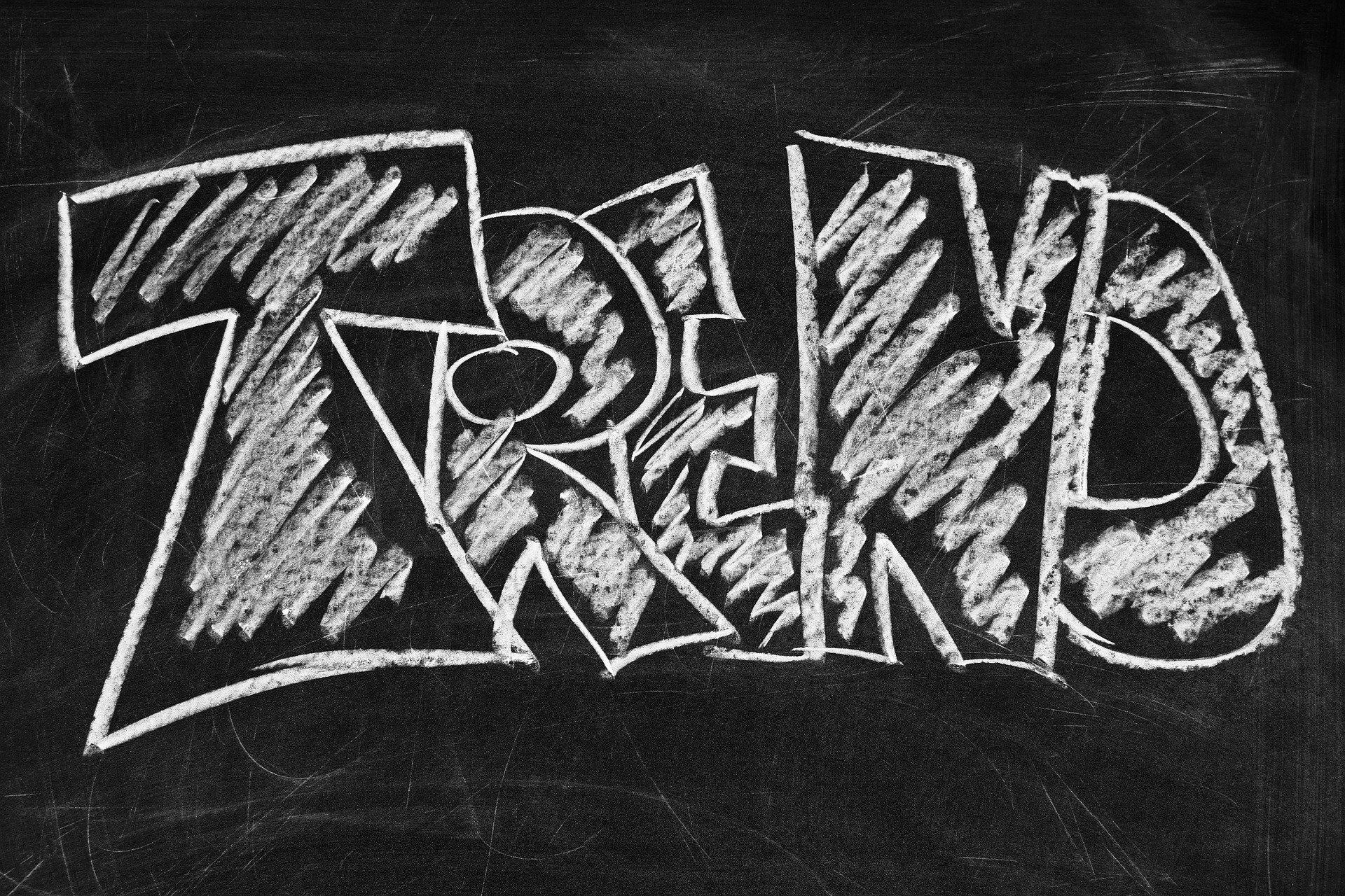 Trend mit Kreide an tafel geschrieben